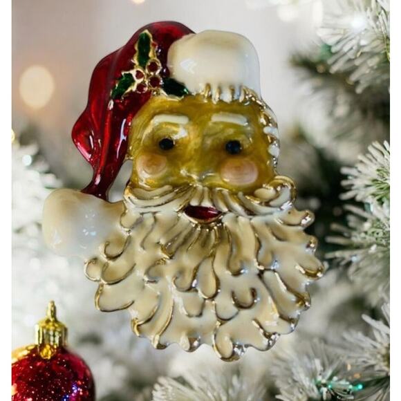 New Enamel Crystal Santa Claus St Nicholas Christmas Party Gift Xmas Pin Brooch - Picture 1 of 3